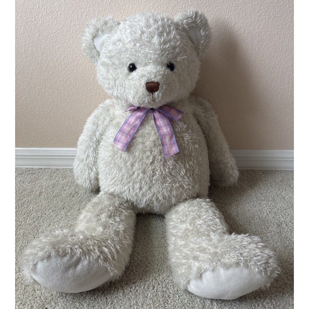 Gund Heads and Tales Jumbo White Teddy Bear Plush Soft Huggable Baby Prop Decor